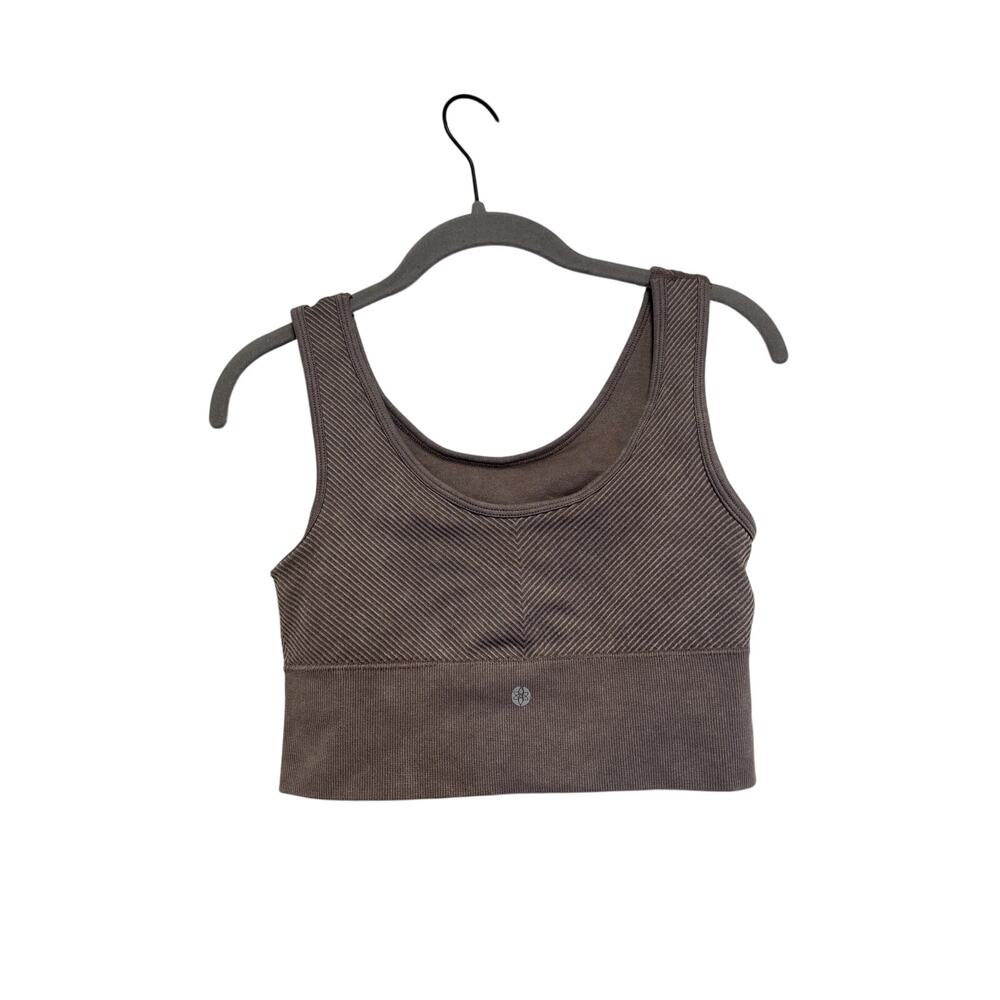 Top Ribbed Crop Tank Top Bra Gray M - Picture 6 of 6